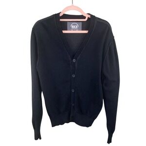 BKE Cardigan Sweater Mens S Black Knit Button Front Grandpacore Goth Grunge